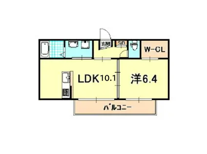 シャーメゾン須磨海浜公園(1LDK/2階)の間取り写真