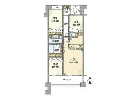 クリオ溝の口壱番館(3LDK/5階)の間取り写真