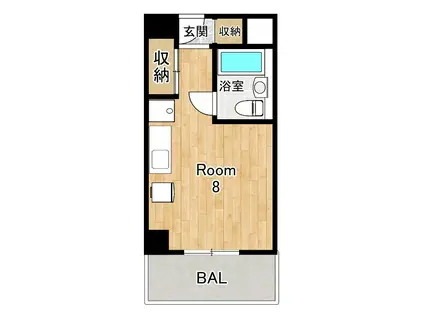 バックス大津雄琴レイクヒルズ(ワンルーム/2階)の間取り写真