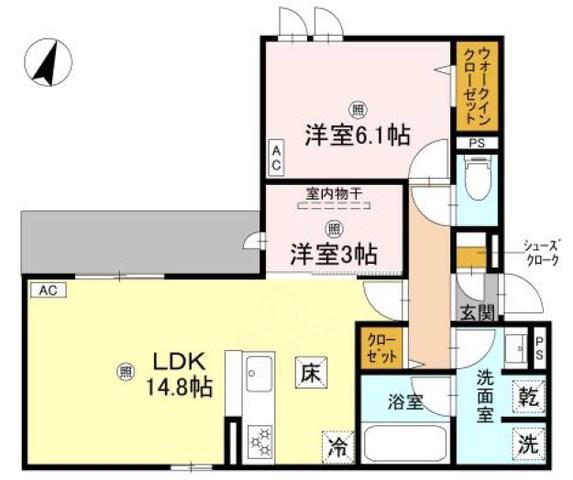 クラシスト苅田ウエスト(2LDK/1階)の間取り写真