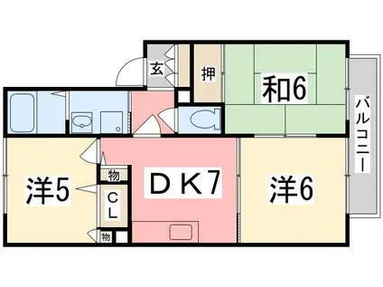 マウントパレス A棟(3DK/2階)の間取り写真
