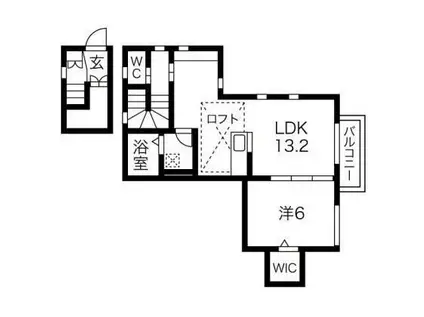 プレアデス(1LDK/2階)の間取り写真