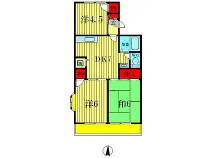 APPLES HILL(3DK/1階)の間取り写真