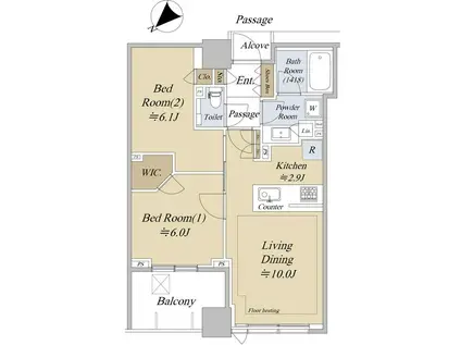 スカイフォレストレジデンス(2LDK/22階)の間取り写真