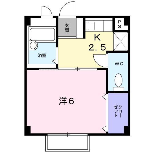 タウニー21(1K/2階)の間取り写真