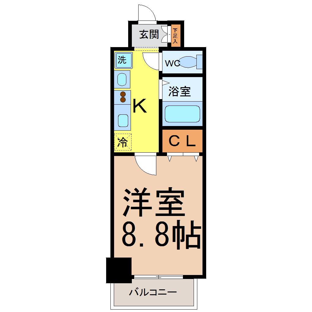 パルティール覚王山(1K/6階)の間取り写真