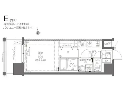 ZOOM王子神谷(1K/2階)の間取り写真