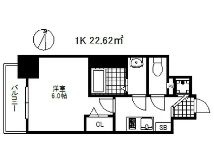 プレサンス三宮エレガンシア(1K/6階)の間取り写真