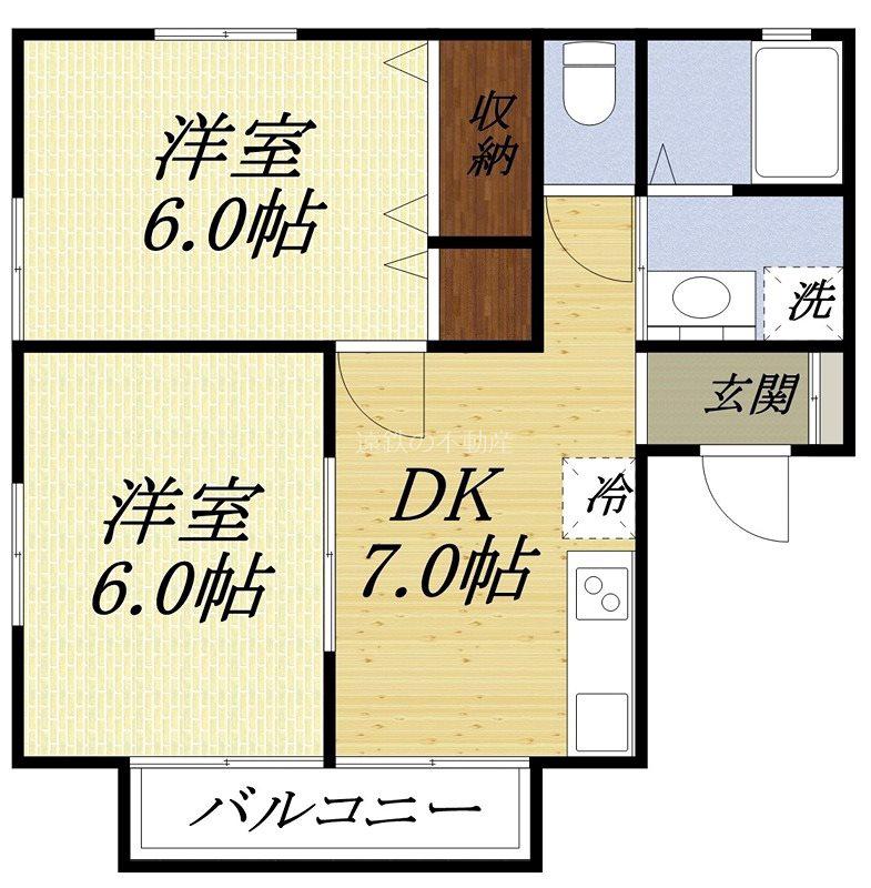 フィオーレ(2DK/2階)の間取り写真