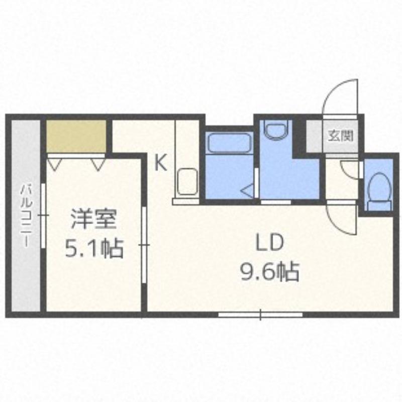 ブロサム桑園(1LDK/2階)の間取り写真
