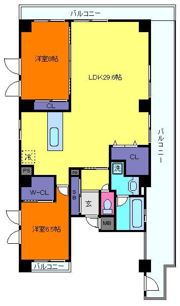 ウエストヒル御影城ノ前(2LDK/4階)の間取り写真