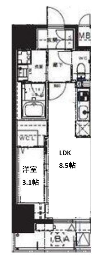 ALIVIS九条(1LDK/11階)の間取り写真
