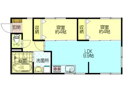 メゾンIK汐入(2LDK/1階)の間取り写真