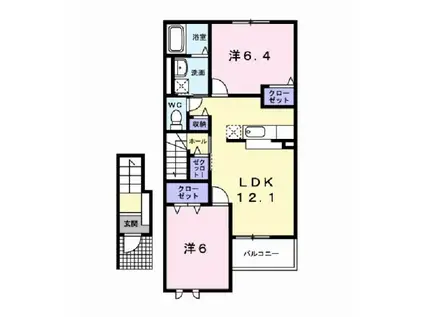 NゲートV(2LDK/2階)の間取り写真
