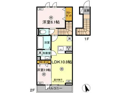 D-ROOM天草(2LDK/2階)の間取り写真