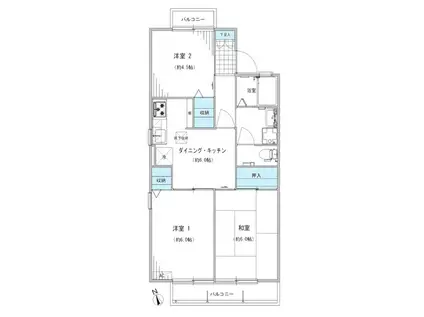 アスタルテ調布(3DK/1階)の間取り写真