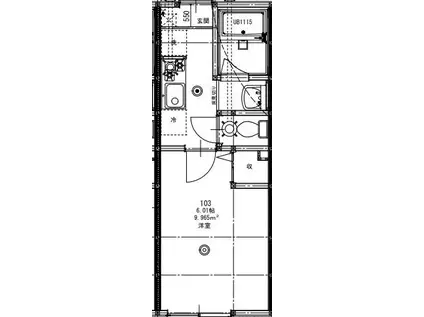 パセオグランデ四街道(1K/1階)の間取り写真