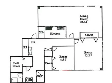 アデックス一番町(2LDK/6階)の間取り写真