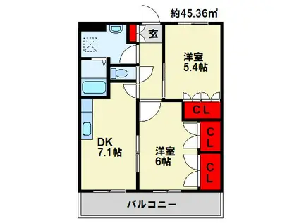 ルーラル ・イン(2DK/2階)の間取り写真