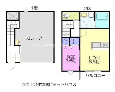 マツリデュオ(1LDK/1階)の間取り写真