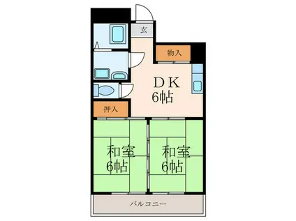 志賀ビル(2DK/3階)の間取り写真