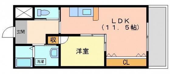 クレセール津島(1LDK/2階)の間取り写真