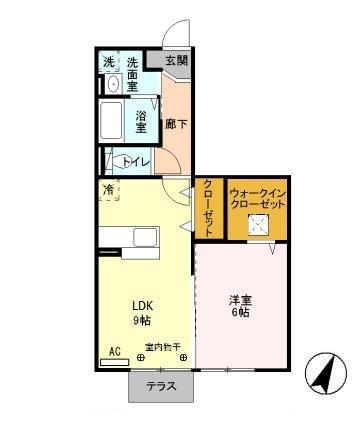PRIMEVERE(1LDK/1階)の間取り写真