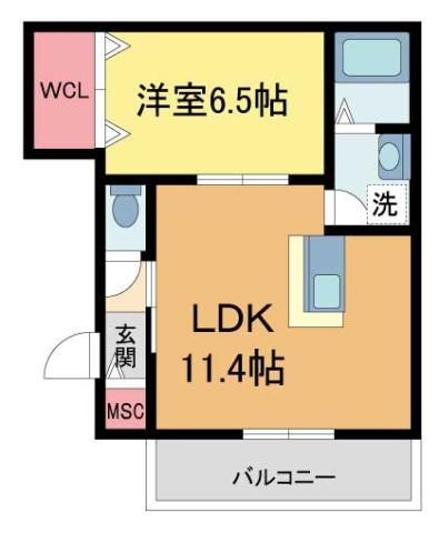 メゾングランデュール(1LDK/1階)の間取り写真
