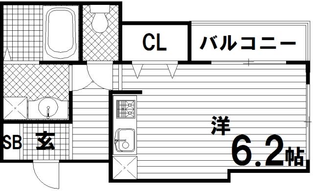 ワコーレヴィアーノ須磨月見山(ワンルーム/2階)の間取り写真