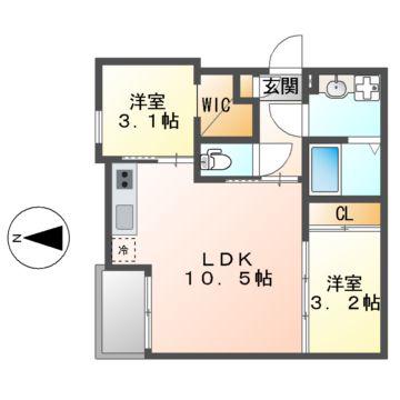 REGALEST千成(2LDK/3階)の間取り写真
