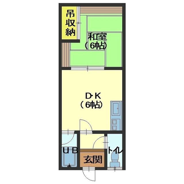 コンフレール美原(1DK/2階)の間取り写真