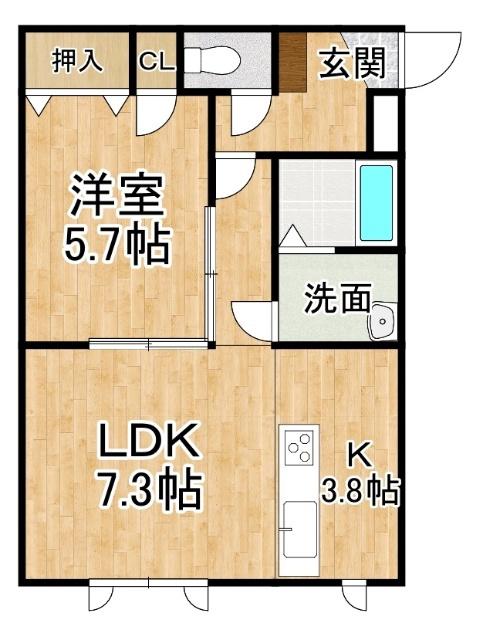 JR根室本線 帯広駅 徒歩30分 2階建 築21年(1LDK/1階)の間取り写真