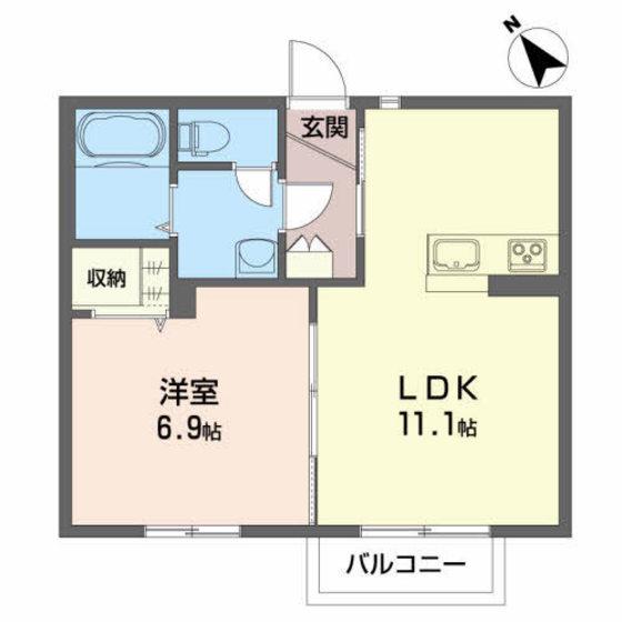 ソレイユあさか(1LDK/1階)の間取り写真