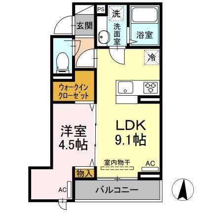 アンジュール多摩川(1LDK/2階)の間取り写真