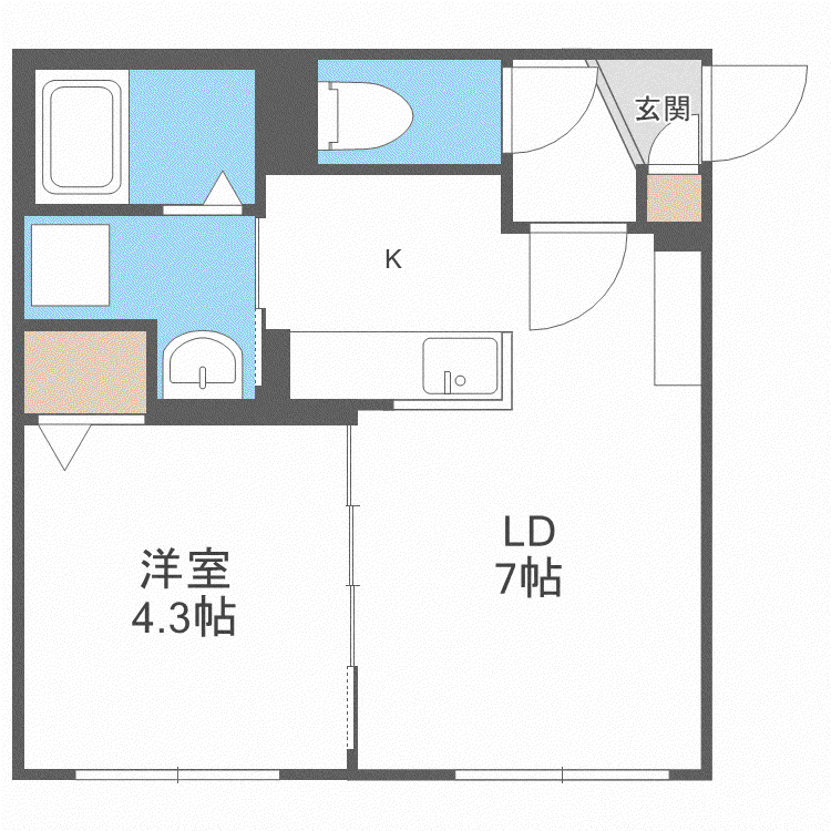 クレスト白石中央(1LDK/2階)の間取り写真