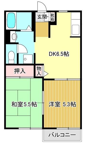 リバーサイドハイツ(2DK/2階)の間取り写真