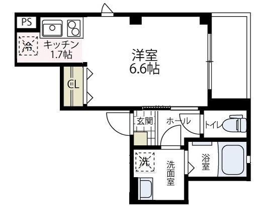 ラフィネ横浜(ワンルーム/3階)の間取り写真