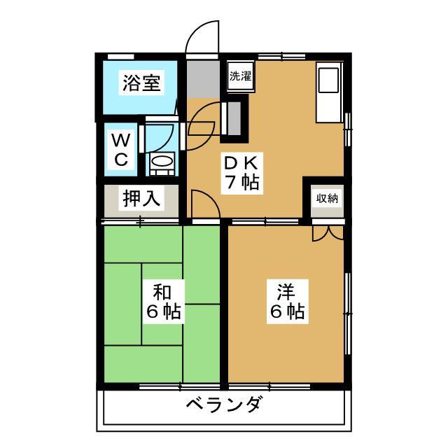コーポあじま(2DK/1階)の間取り写真