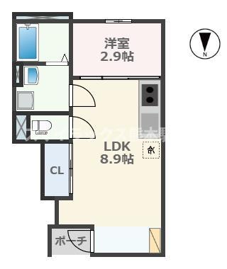 ネオステージ玉名(1LDK/1階)の間取り写真