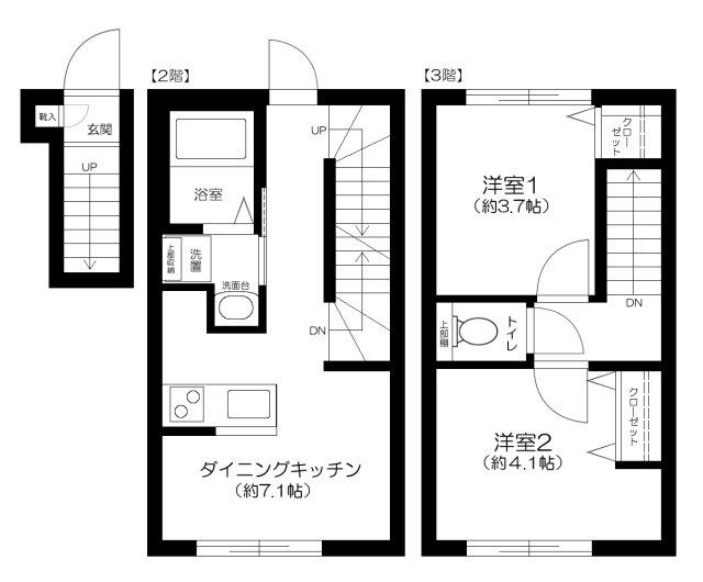 ソルナクレイシア大森II(2DK/2階)の間取り写真
