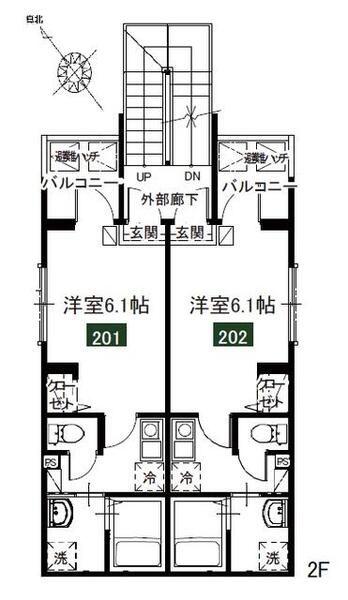 ルーモス川越(1K/2階)の間取り写真