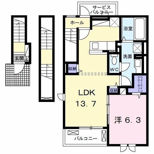 クオーレ(1LDK/3階)の間取り写真