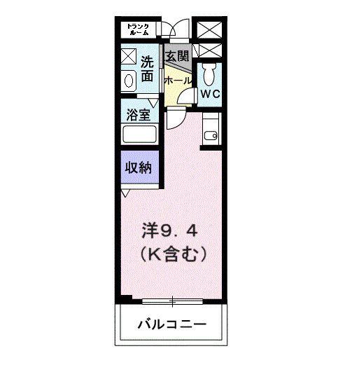 ツインスタ-A(ワンルーム/3階)の間取り写真