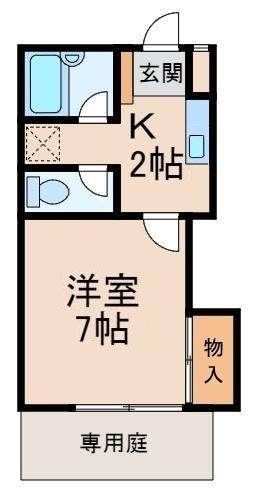 メゾンゆみね(1K/1階)の間取り写真