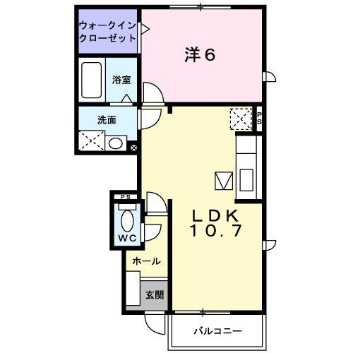 アレーナI(1LDK/1階)の間取り写真