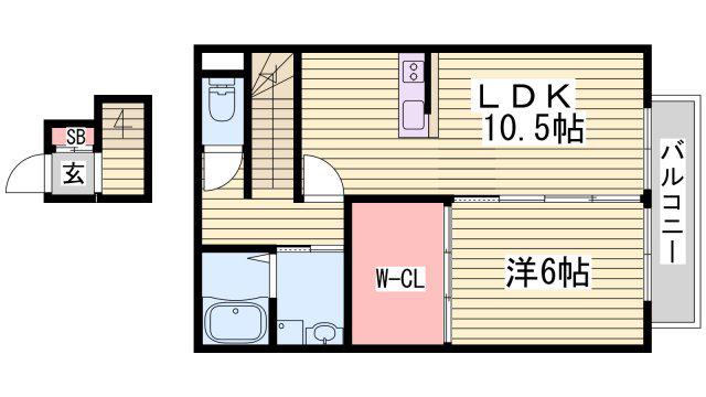 クレール カーサ(1LDK/2階)の間取り写真