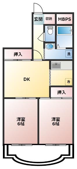 パレグランドール(2DK/1階)の間取り写真