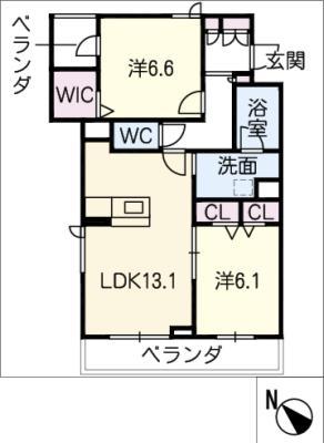 RELAFORT松阪中央(2LDK/2階)の間取り写真