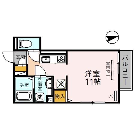 アヴェルラ京橋(ワンルーム/2階)の間取り写真