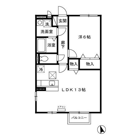 クレール四季彩の丘五番館(1LDK/1階)の間取り写真